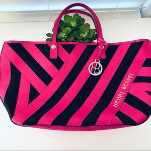 Henri Bendel Suede and Leather Zip Top Tote